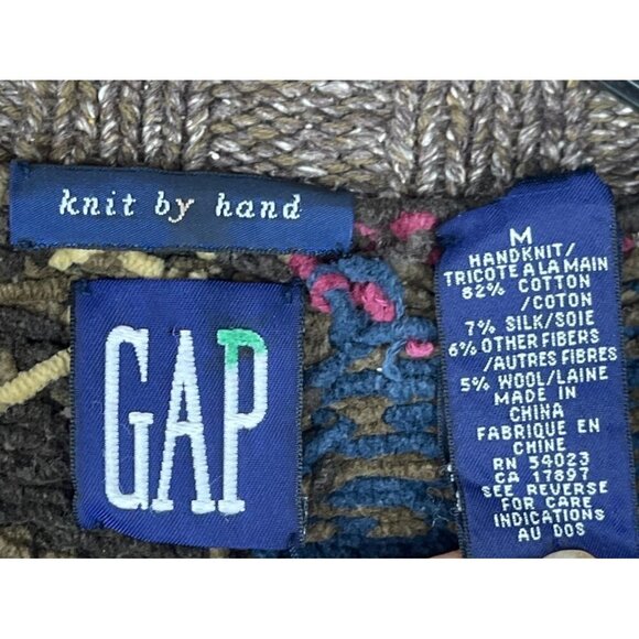 GAP womens HAND KNIT chunky cardigan cotton silk wool - Picture 2 of 5